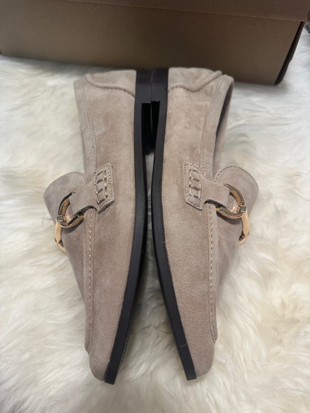 Steve Madden Taupe Suede Horsebit Slip-On Loafers - Picture 6 of 7